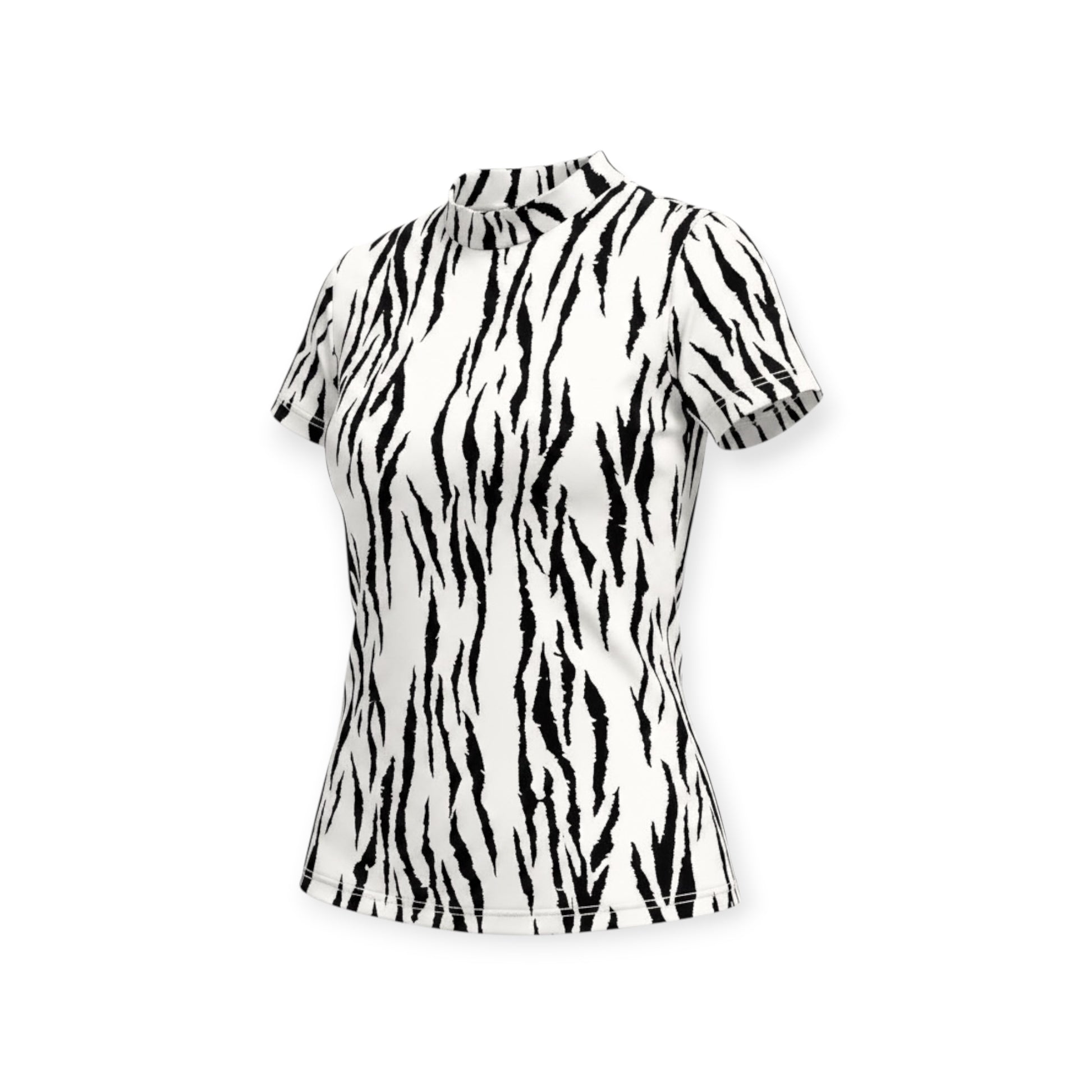 Ladies Animal Mock Neck Zebra