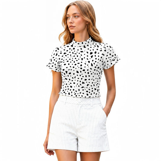 Ladies Animal Mock Neck Leopard