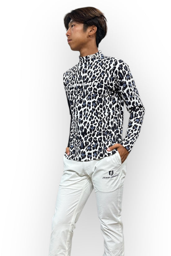Mens Smooth Mock Animal Panther メンズモックネック 黒豹 長袖 伸縮性高い なめらか肌触り 接触冷感 春