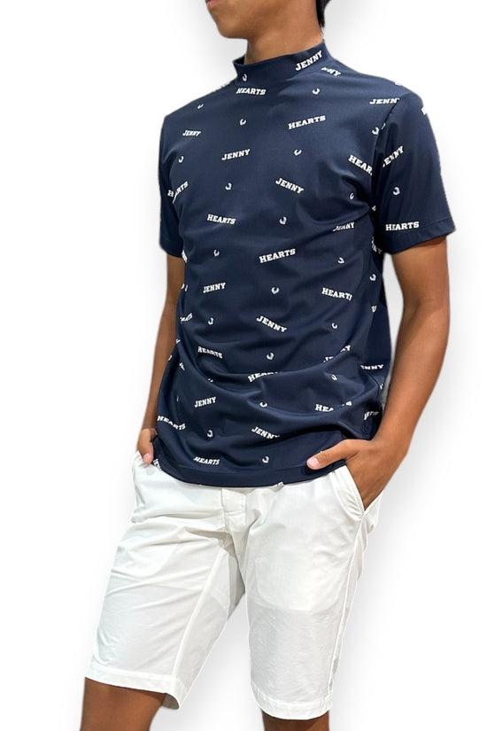 Mens Smooth Mock Brand Logo  メンズゴルフウェア モックネック 半袖 接触冷感 伸縮性高い なめらか肌触り 速乾 UVカット
