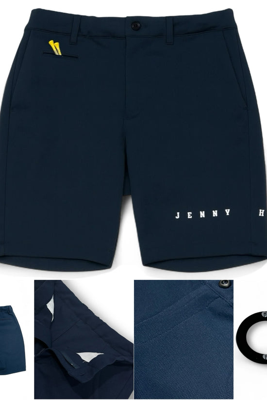 Mens Half Pants Popcorn Knit ゴルフウェア メンズ 夏秋春 ハーフパンツ 短パン ポップコーンニット 超軽量 伸びる 吸水速乾 消臭 UVカット D管 紺 日本製
