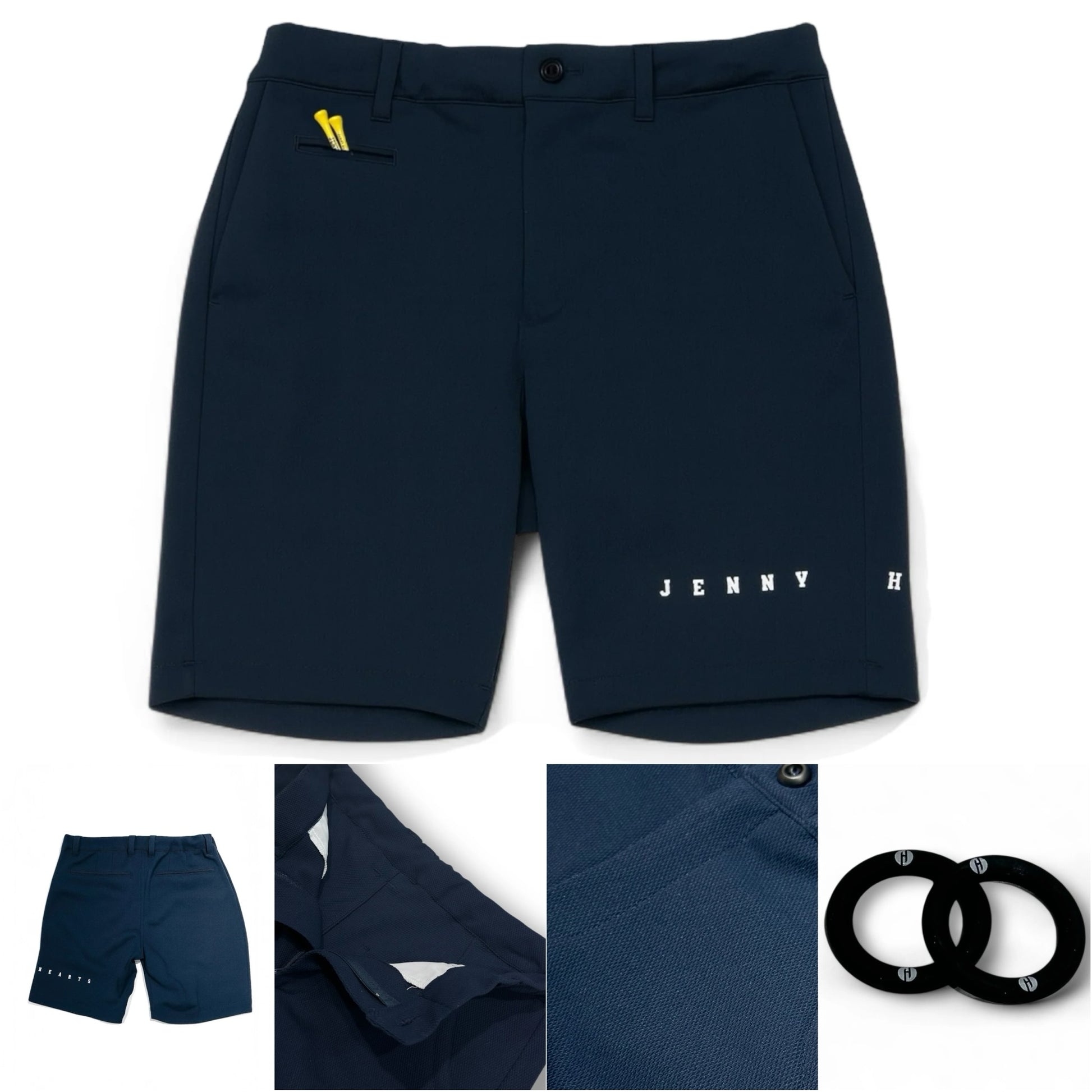 Mens Half Pants Popcorn Knit ゴルフウェア メンズ 夏秋春 ハーフパンツ 短パン ポップコーンニット 超軽量 伸びる 吸水速乾 消臭 UVカット D管 紺 日本製