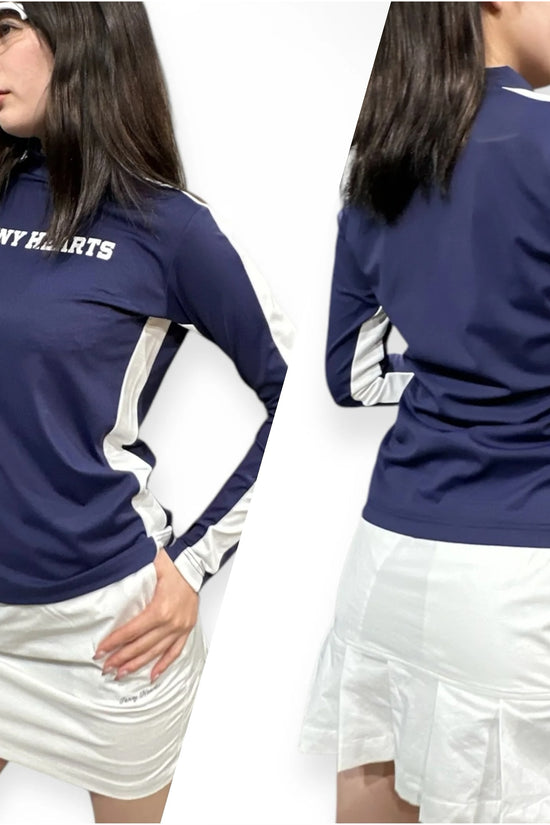 Women's Mock Neck Spandex Golf Wear: Ultimate Smoothness, Long Sleeves, Lightweight, Navy, Two-Tone Color, UV Protection, Quick Drying, Stretchy, Stylish