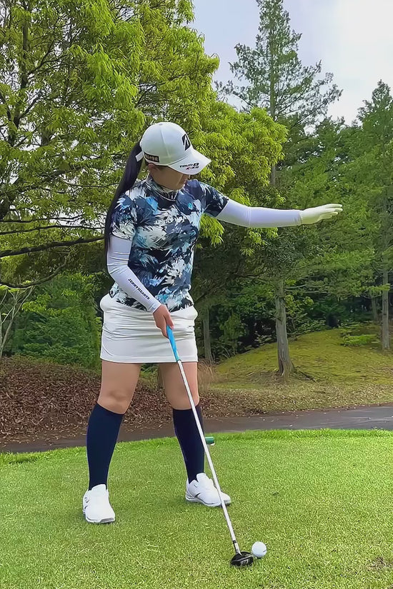 Women's Smooth Mock Graffiti Golf Wear, Short Sleeve, Stylish, Spring/Summer, Cool to the Touch, UV Protection, Highly Stretchy, Smooth to the Touch, Smooth Series