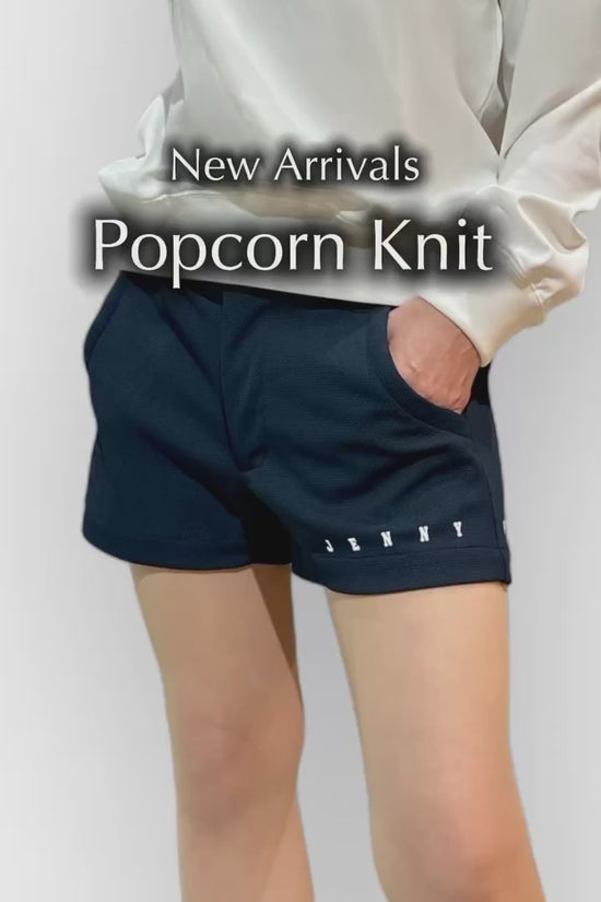 Mens Half Pants Popcorn Knit ゴルフウェア メンズ 夏秋春 ハーフパンツ 短パン ポップコーンニット 超軽量 伸びる 吸水速乾 消臭 UVカット D管 紺 日本製