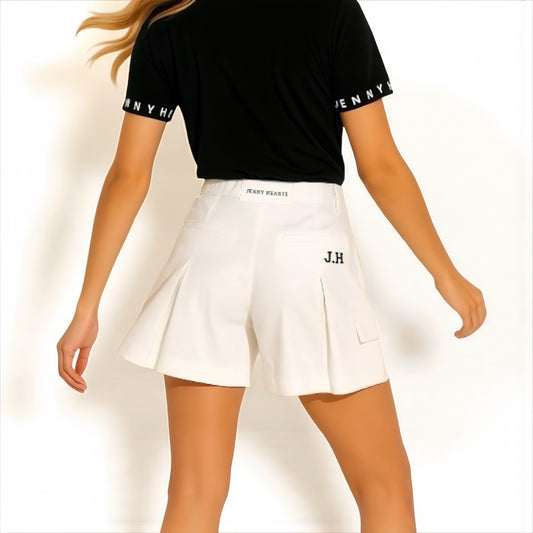 Ladies Short Culotte 2Way Stretch レディース ゴルフウェア 秋 ショート キュロット パンツ スカート 白 黒 伸縮性 UVカット 透け防止 高品質生地