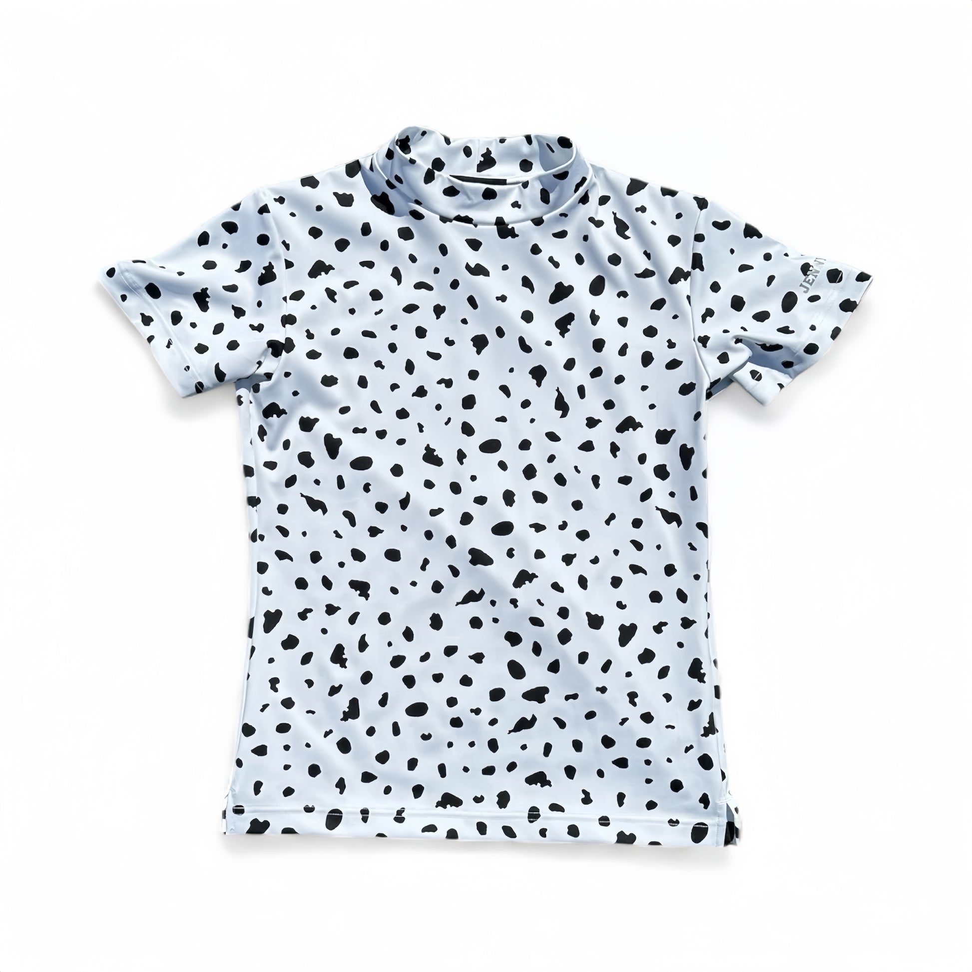 Ladies Animal Mock Neck Leopard レディースゴルフウェア アニマル モックネック 夏 半袖 レオパード 豹柄 伸縮性高い 肌触り柔らか 速乾 UVカット ホワイト おしゃれ 可愛い ゴルフ女子 おすすめ プレゼント
