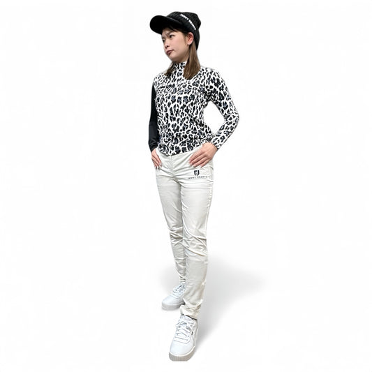 Ladies Smooth Mock Animal Panther レディースモックネック ナイロン 長袖 黒豹 伸縮性 接触冷感 UVカット 春秋 おしゃれ 可愛い ゴルフ女子