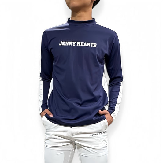 Men's Mock Neck Spandex Golf Apparel: Ultimate Smoothness, Men's Summer Mock Neck Long Sleeves, Lightweight, Navy, Two-Tone Color, UV Protection, Quick Drying, Excellent Stretchy, Stylish