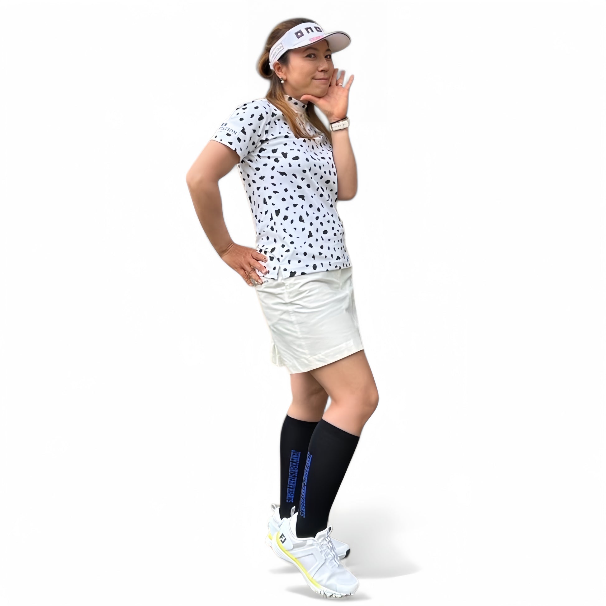 Women's Animal Mock Neck Leopard Print Golf Wear. Summer Short Sleeves with Stretchy Leopard Print. Soft to the Touch, Quick-Drying, UV Protection, White. Stylish and Cute. Recommended for Golfers. A Great Gift.