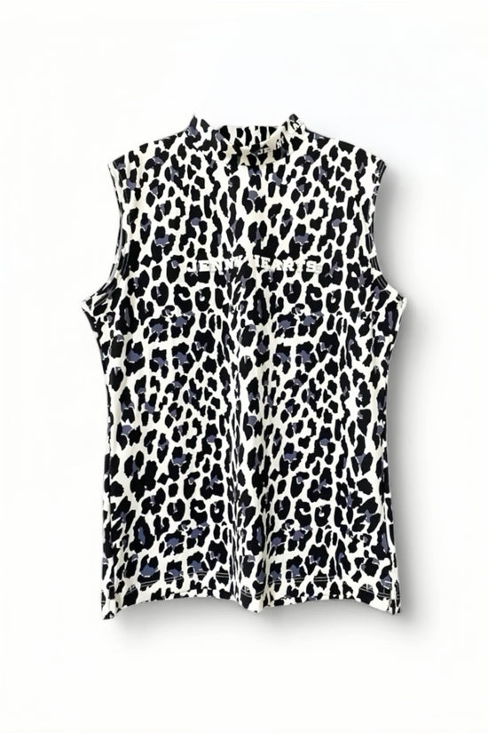 Women's Sleeveless Animal Panther Mock Neck Shirt. Cool to the touch, smooth to the touch, and highly stretchable. Stylish for summer, perfect for women and girls.