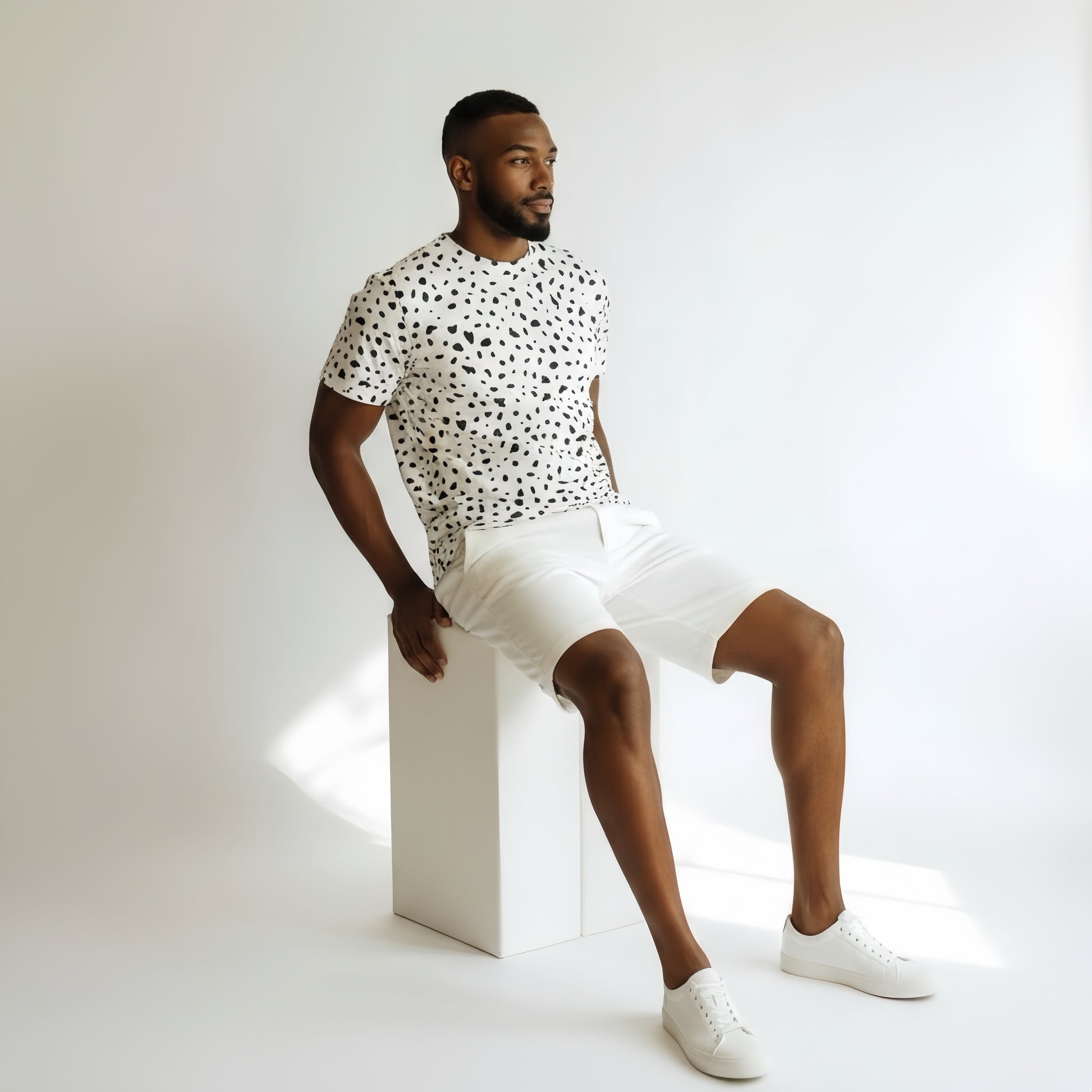 Mens Animal Mock Neck Leopard