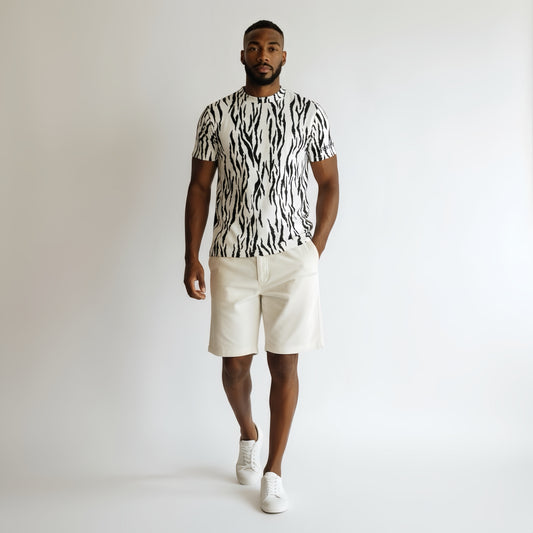Mens Animal Mock Neck Zebra